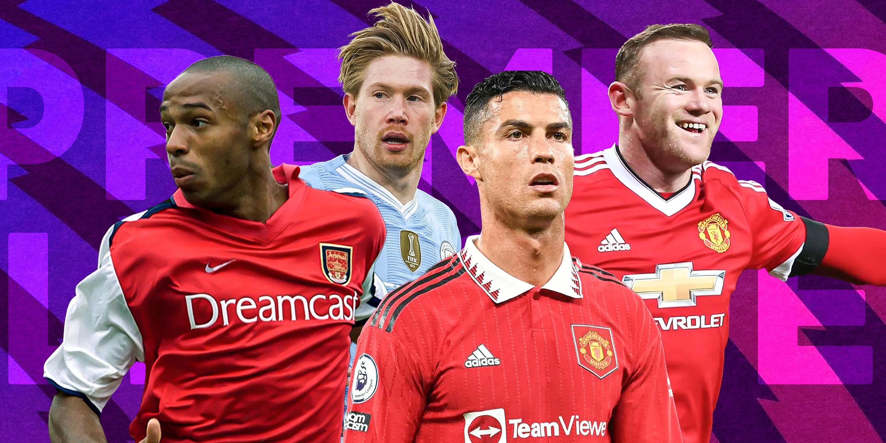 Một bức ảnh ghép các cầu thủ vĩ đại nhất Premier League