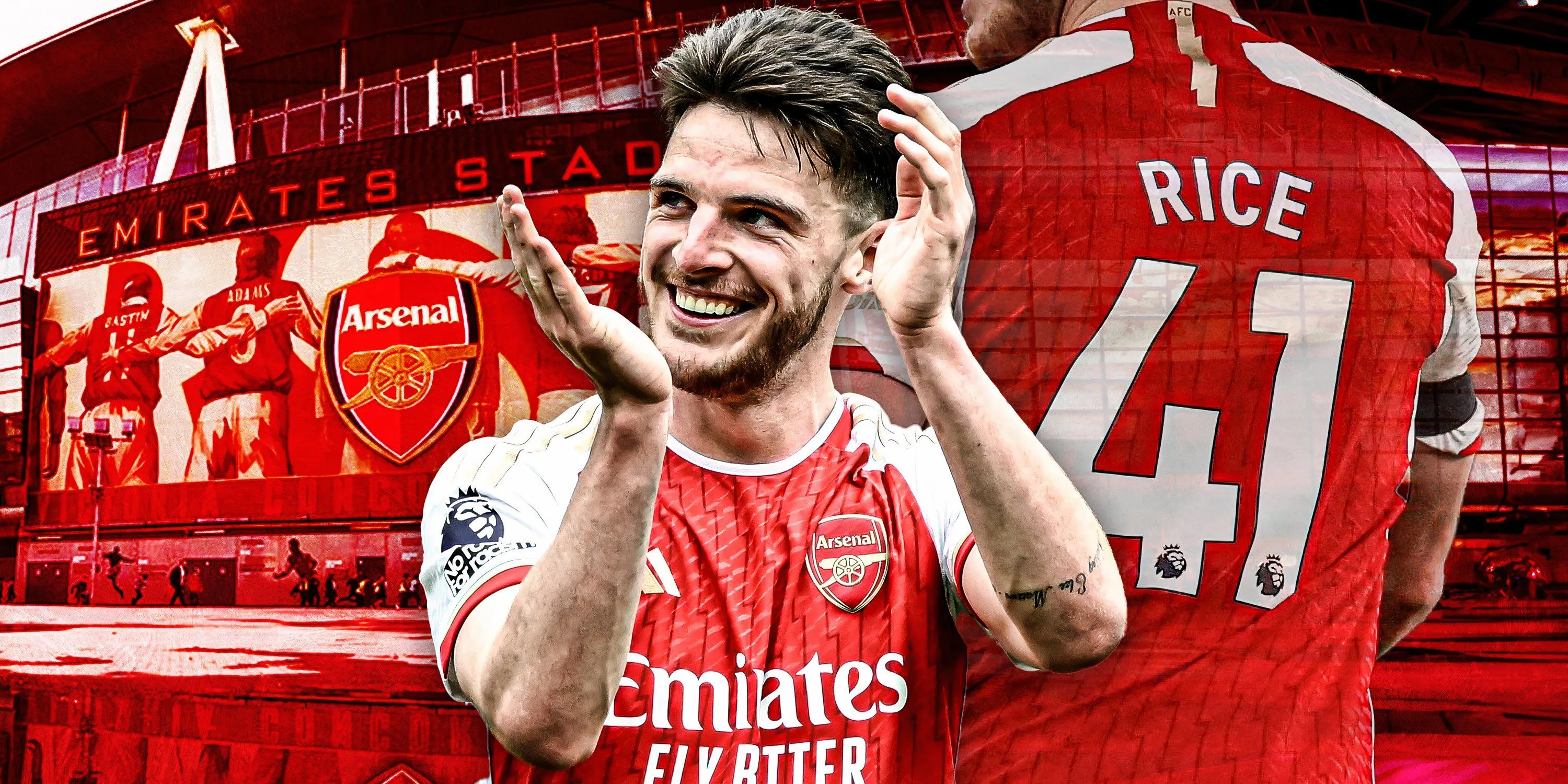 Tiền vệ Declan Rice trong màu áo Arsenal thi đấu tại Premier League