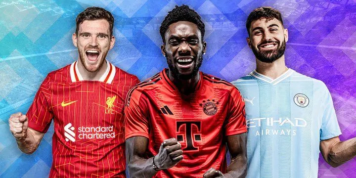 Các hậu vệ trái Alphonso Davies, Josko Gvardiol và Andrew Robertson