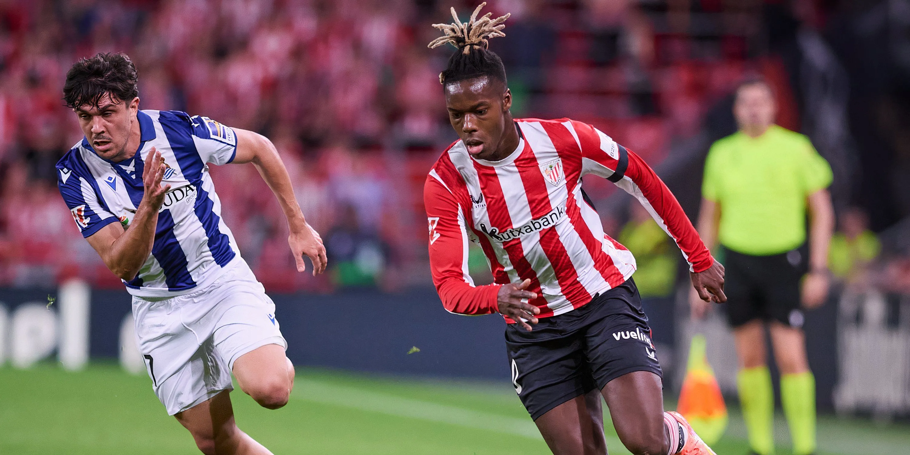 Nico Williams trong màu áo Athletic Bilbao thi đấu tại La Liga