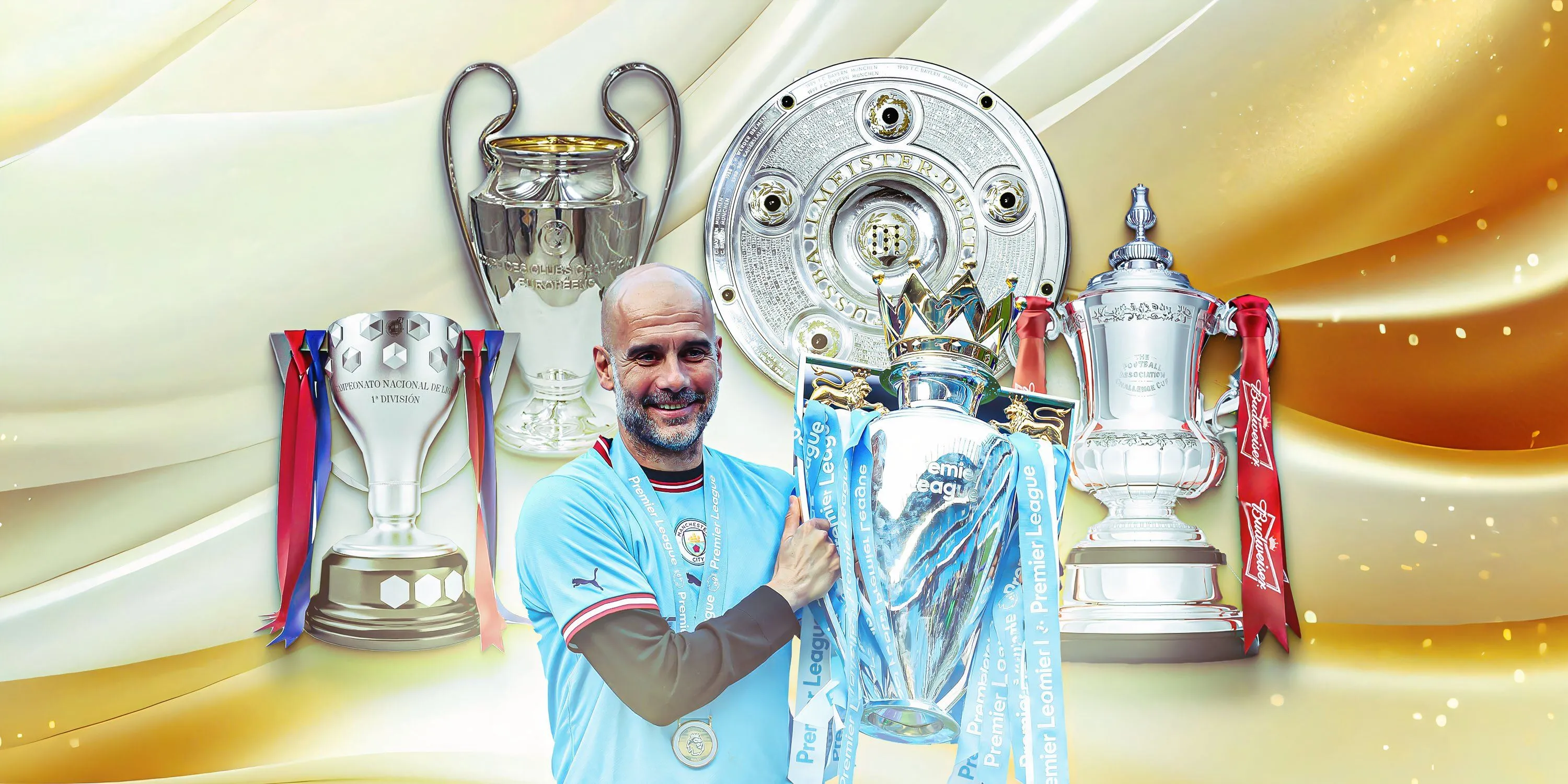 Hình ảnh minh họa bộ sưu tập danh hiệu đồ sộ của HLV Pep Guardiola trong sự nghiệp cầm quân