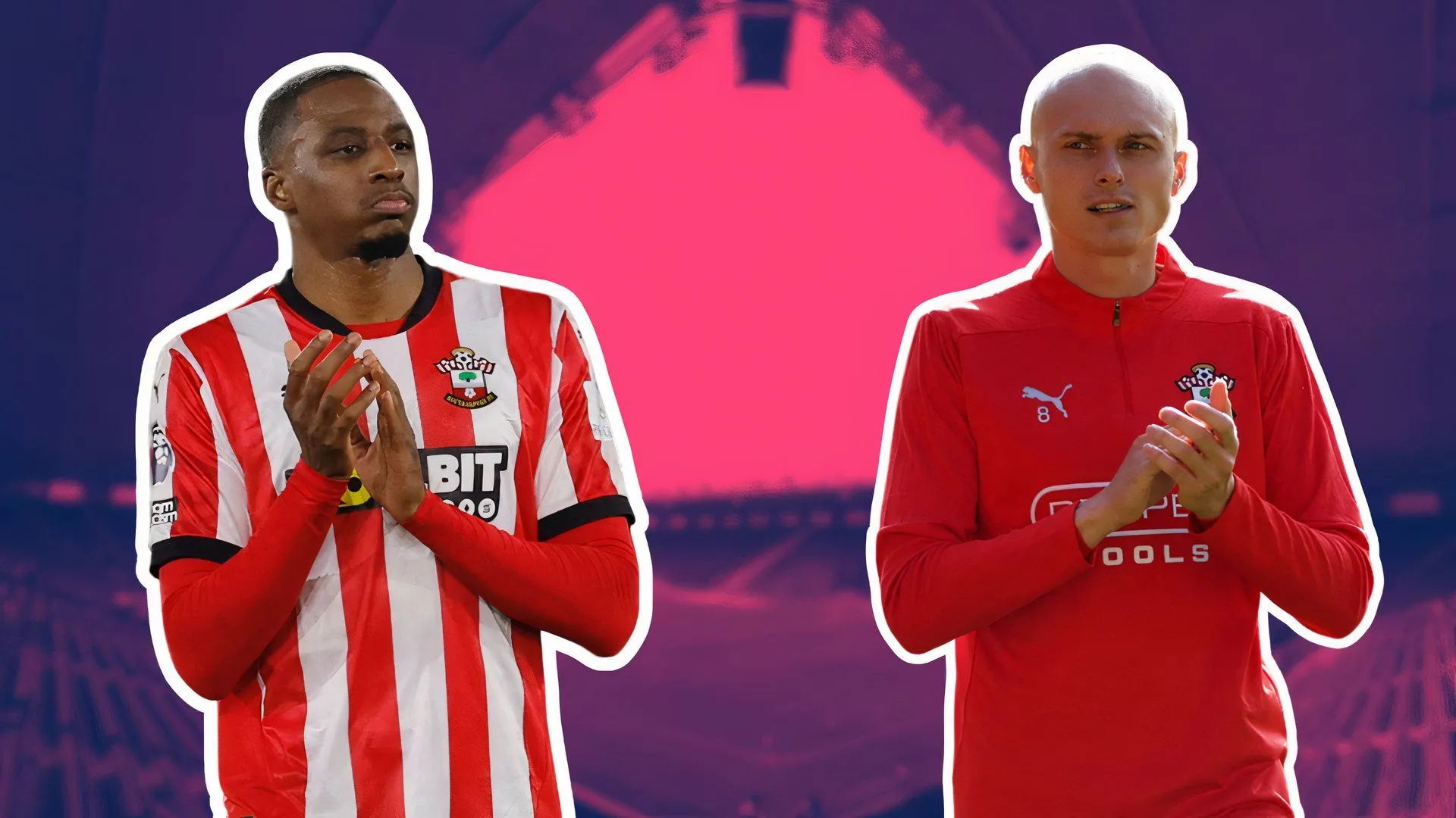 Tiền vệ Joe Aribo và Will Smallbone của Southampton.