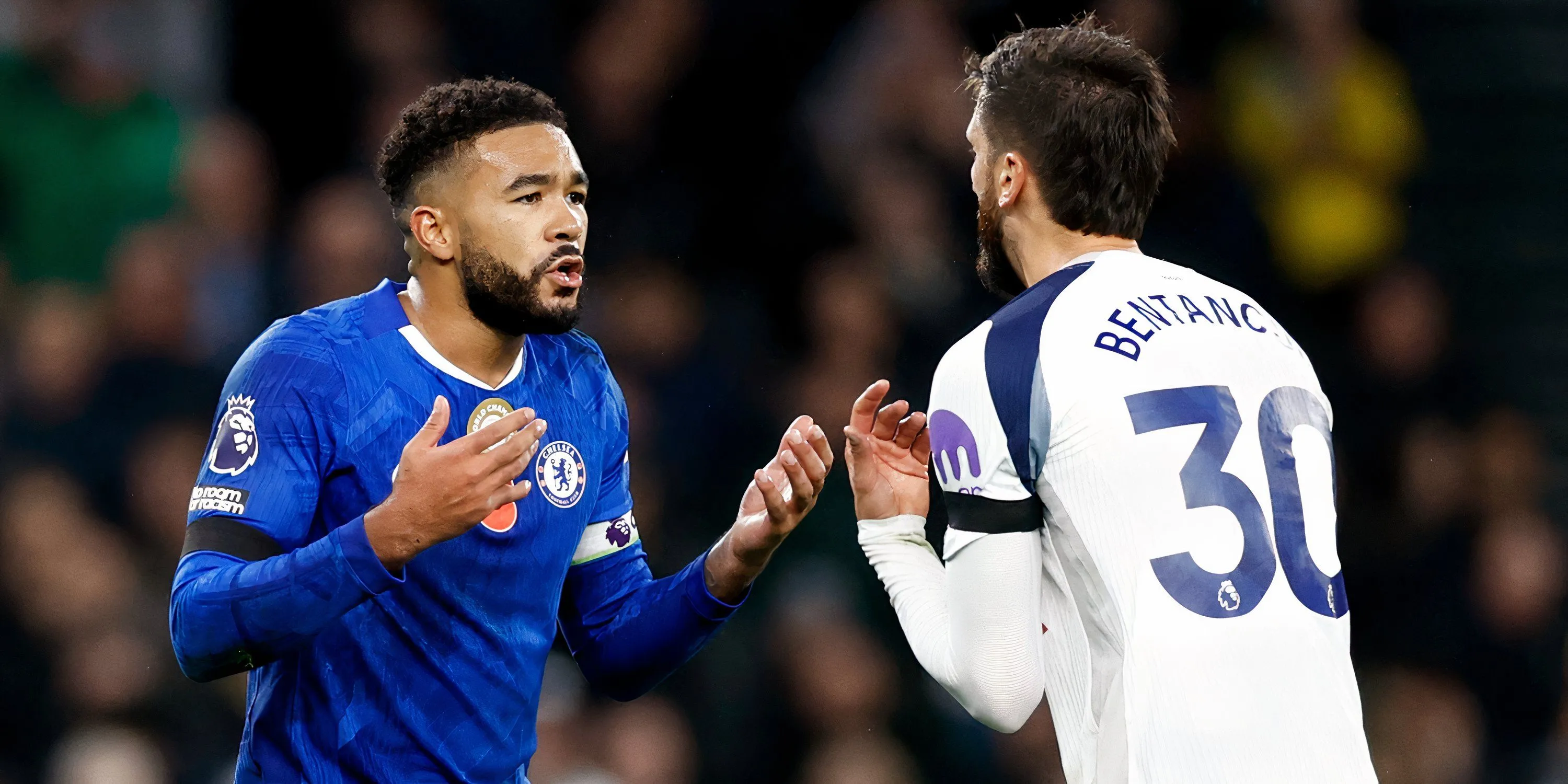 Reece James và Rodrigo Bentancur trong trận thua Chelsea gần đây